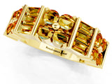Yellow gold Channel Set Round and Baguette Citrine Anniversary Band with Prong Setting_19