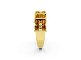 Yellow gold Channel Set Round and Baguette Citrine Anniversary Band with Prong Setting_20