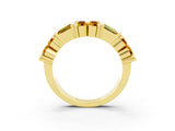 Yellow gold Channel Set Round and Baguette Citrine Anniversary Band with Prong Setting_21