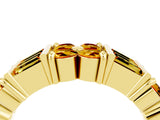 Yellow gold Channel Set Round and Baguette Citrine Anniversary Band with Prong Setting_22