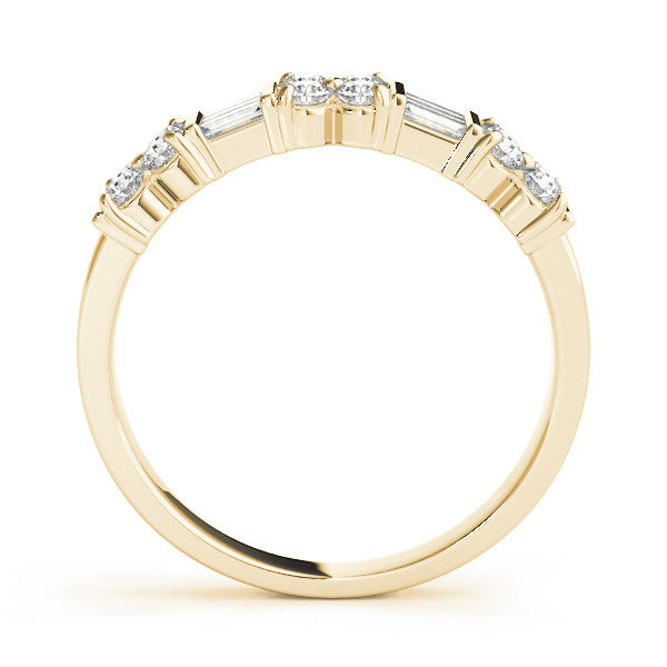 Yellow gold Channel Set Round and Baguette Diamond Anniversary Band with Prong Setting 1