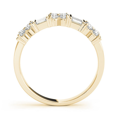 Yellow gold Channel Set Round and Baguette Diamond Anniversary Band with Prong Setting 1