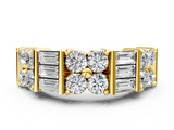 Yellow gold Channel Set Round and Baguette Diamond Anniversary Band with Prong Setting_208