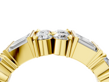 Yellow gold Channel Set Round and Baguette Diamond Anniversary Band with Prong Setting_212