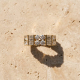 Yellow gold Channel Set Round and Baguette Diamond Anniversary Band with Prong Setting_229