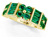 Yellow gold Channel Set Round and Baguette Emerald Anniversary Band with Prong Setting_19
