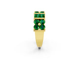 Yellow gold Channel Set Round and Baguette Emerald Anniversary Band with Prong Setting_20