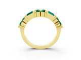 Yellow gold Channel Set Round and Baguette Emerald Anniversary Band with Prong Setting_21