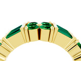 Yellow gold Channel Set Round and Baguette Emerald Anniversary Band with Prong Setting_22