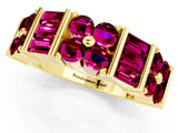 Yellow gold Channel Set Round and Baguette Garnet Anniversary Band with Prong Setting_19