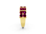 Yellow gold Channel Set Round and Baguette Garnet Anniversary Band with Prong Setting_20