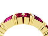Yellow gold Channel Set Round and Baguette Garnet Anniversary Band with Prong Setting_22
