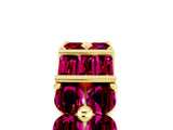 Yellow gold Channel Set Round and Baguette Garnet Anniversary Band with Prong Setting_23