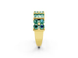 Yellow gold Channel Set Round and Baguette Green Sapphire Anniversary Band with Prong Setting_20