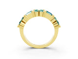 Yellow gold Channel Set Round and Baguette Green Sapphire Anniversary Band with Prong Setting_21