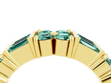 Yellow gold Channel Set Round and Baguette Green Sapphire Anniversary Band with Prong Setting_22
