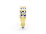 Yellow gold Channel Set Round and Baguette Moissanite Anniversary Band with Prong Setting_20