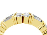 Yellow gold Channel Set Round and Baguette Moissanite Anniversary Band with Prong Setting_22