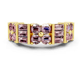 Yellow gold Channel Set Round and Baguette Morganite Anniversary Band with Prong Setting_18