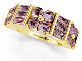 Yellow gold Channel Set Round and Baguette Morganite Anniversary Band with Prong Setting_19