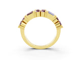 Yellow gold Channel Set Round and Baguette Morganite Anniversary Band with Prong Setting_21