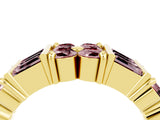 Yellow gold Channel Set Round and Baguette Morganite Anniversary Band with Prong Setting_22