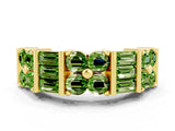 Yellow gold Channel Set Round and Baguette Peridot Anniversary Band with Prong Setting_18
