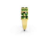 Yellow gold Channel Set Round and Baguette Peridot Anniversary Band with Prong Setting_20