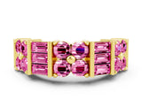 Yellow gold Channel Set Round and Baguette Pink Sapphire Anniversary Band with Prong Setting_30