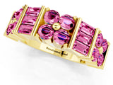 Yellow gold Channel Set Round and Baguette Pink Sapphire Anniversary Band with Prong Setting_31