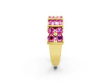 Yellow gold Channel Set Round and Baguette Pink Sapphire Anniversary Band with Prong Setting_32