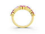 Yellow gold Channel Set Round and Baguette Pink Sapphire Anniversary Band with Prong Setting_33