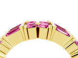 Yellow gold Channel Set Round and Baguette Pink Sapphire Anniversary Band with Prong Setting_34