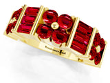 Yellow gold Channel Set Round and Baguette Ruby Anniversary Band with Prong Setting_19