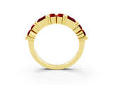 Yellow gold Channel Set Round and Baguette Ruby Anniversary Band with Prong Setting_21