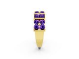 Yellow gold Channel Set Round and Baguette Tanzanite Anniversary Band with Prong Setting_20