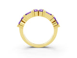 Yellow gold Channel Set Round and Baguette Tanzanite Anniversary Band with Prong Setting_21