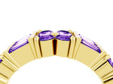 Yellow gold Channel Set Round and Baguette Tanzanite Anniversary Band with Prong Setting_22