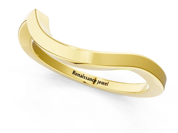 Yellow gold Chevron Curved Solitaire Band