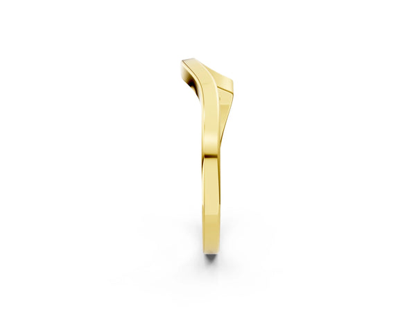 Yellow gold Chevron Curved Solitaire Band