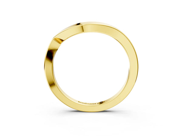 Yellow gold Chevron Curved Solitaire Band