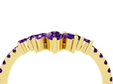 Yellow gold Chevron Marquise and Round Amethyst Open Band with Prong Setting_10