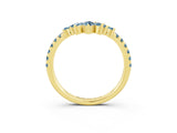 Yellow gold Chevron Marquise and Round Aquamarine Open Band with Prong Setting_9