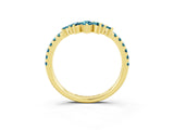Yellow gold Chevron Marquise and Round Blue Topaz Open Band with Prong Setting_9