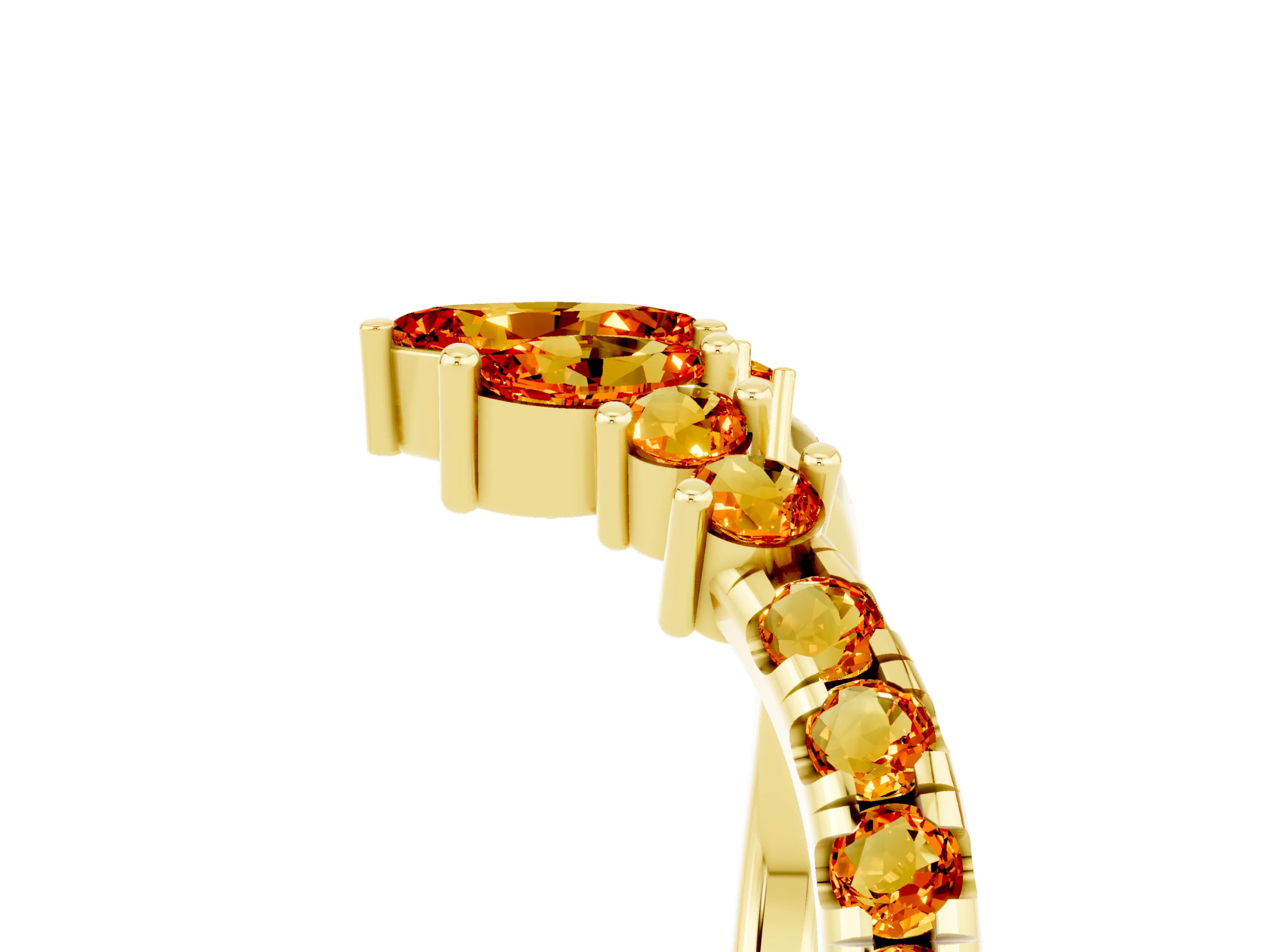 Yellow gold Chevron Marquise and Round Citrine Open Band with Prong Setting_11