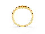 Yellow gold Chevron Marquise and Round Citrine Open Band with Prong Setting_9