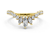 Yellow gold Chevron Marquise and Round Diamond Open Band with Prong Setting_87