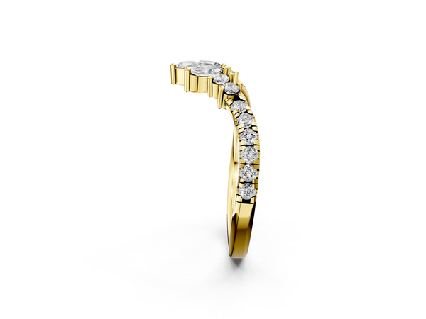 Yellow gold Chevron Marquise and Round Diamond Open Band with Prong Setting