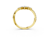 Yellow gold Chevron Marquise and Round Diamond Open Band with Prong Setting_90