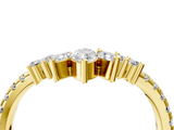 Yellow gold Chevron Marquise and Round Diamond Open Band with Prong Setting_91